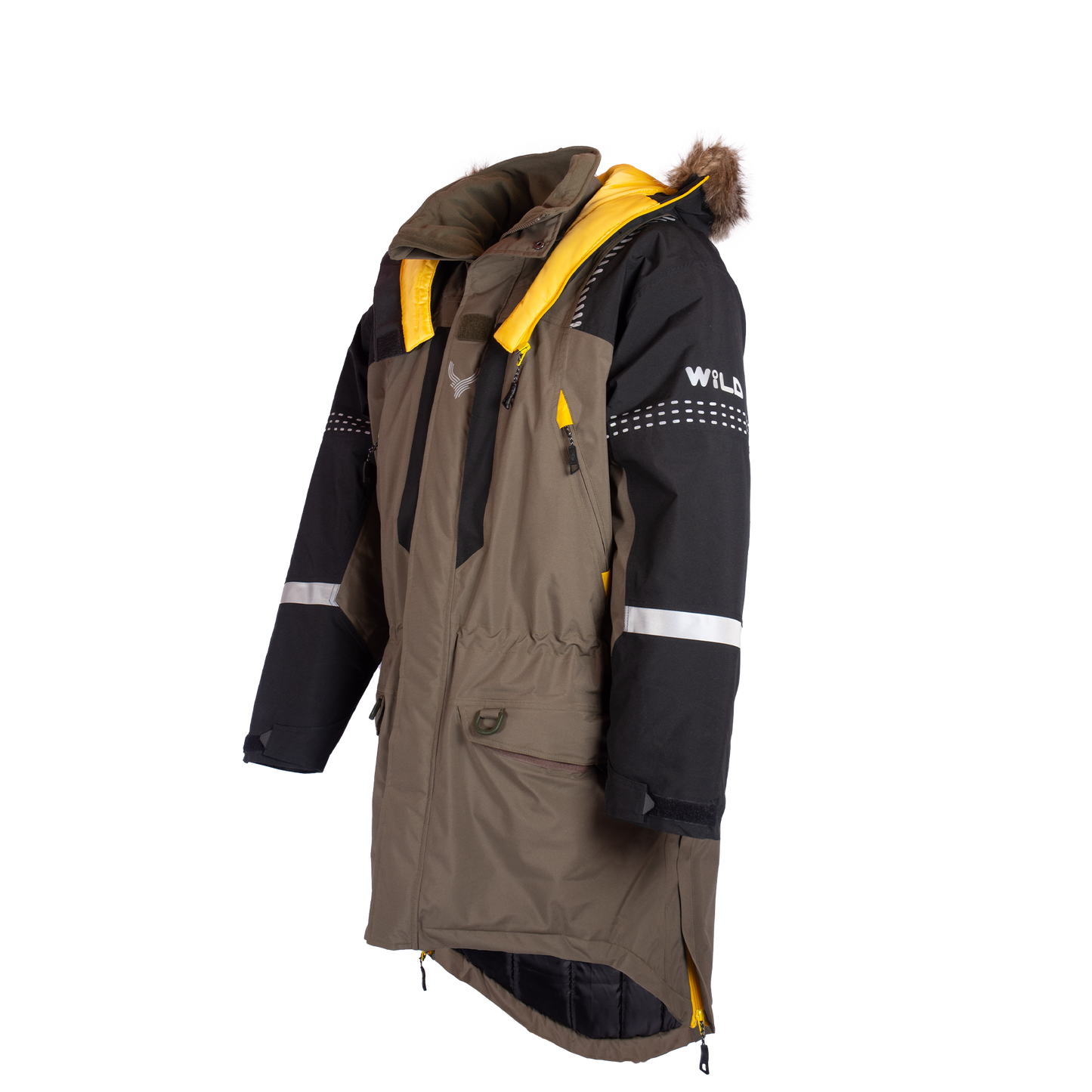 PORO COAT (Waterproof, Premium Insulation) - Stonegery Olive / Black