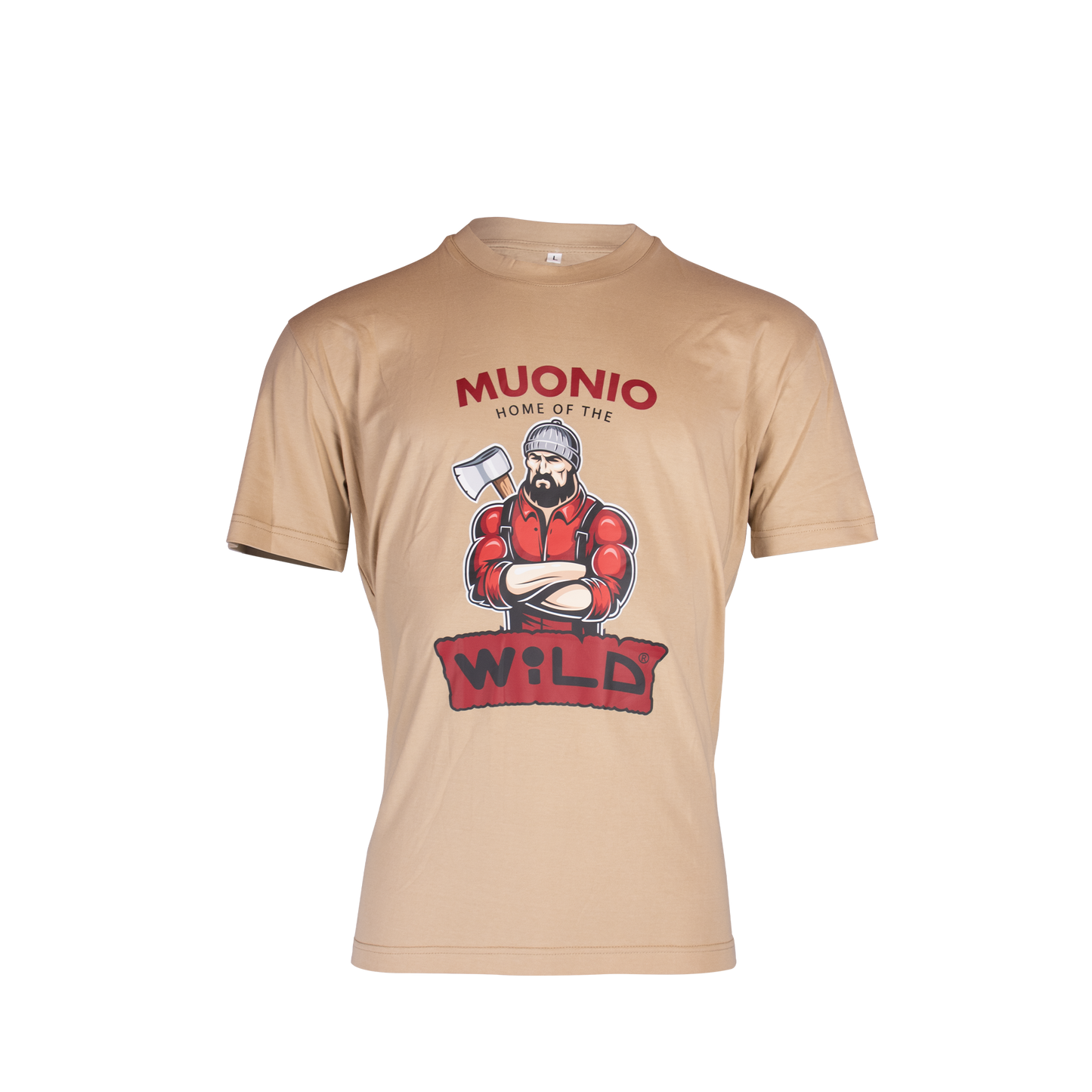 Everyday Crew Neck Graphic T-SHIRT (95% Cotton 5% Elastane, Unisex) "Muonio Home of the Wild" - Beige