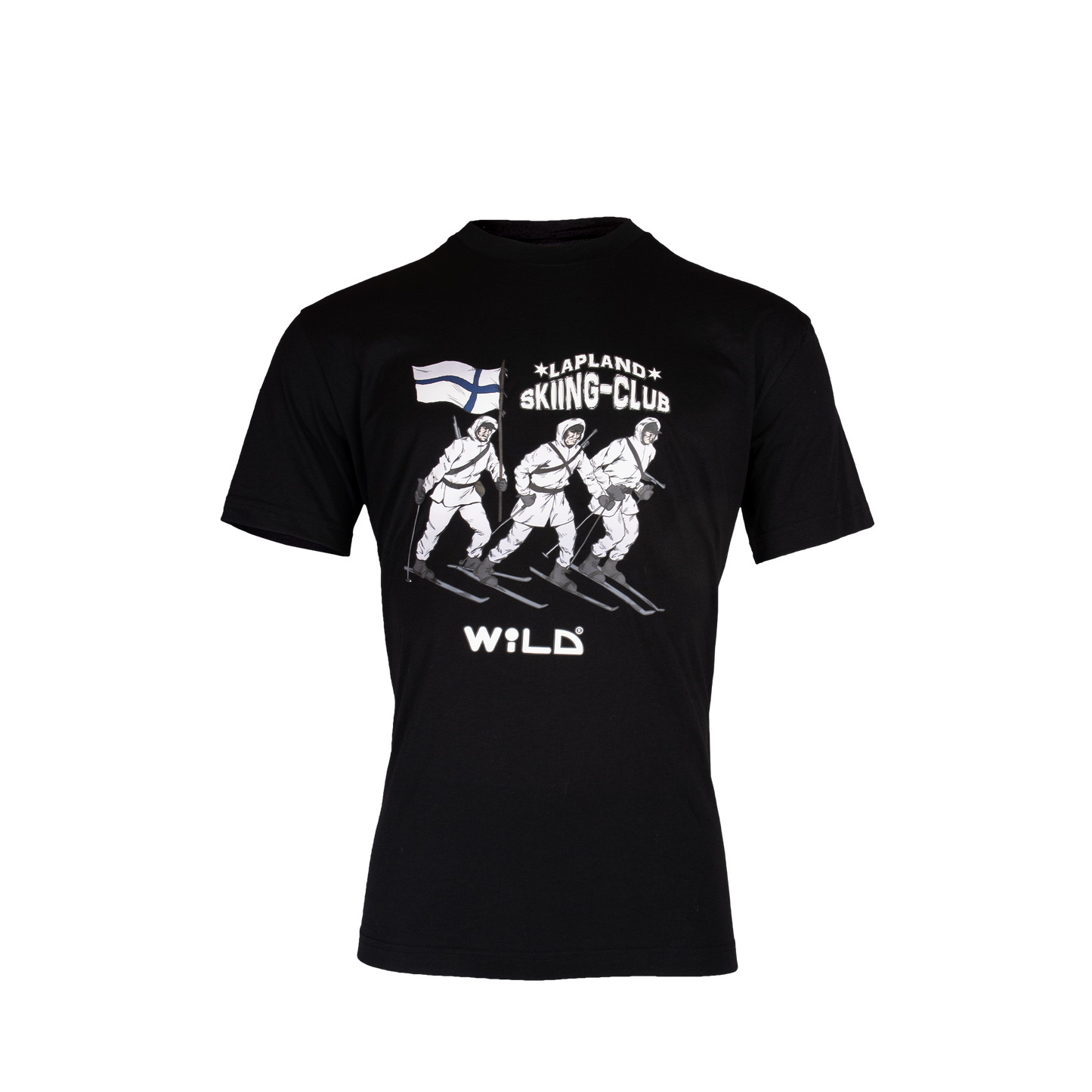 T-PAIDAT (95% puuvilla 5% elastaani, Unisex) "Lapland Skiing Club" - musta