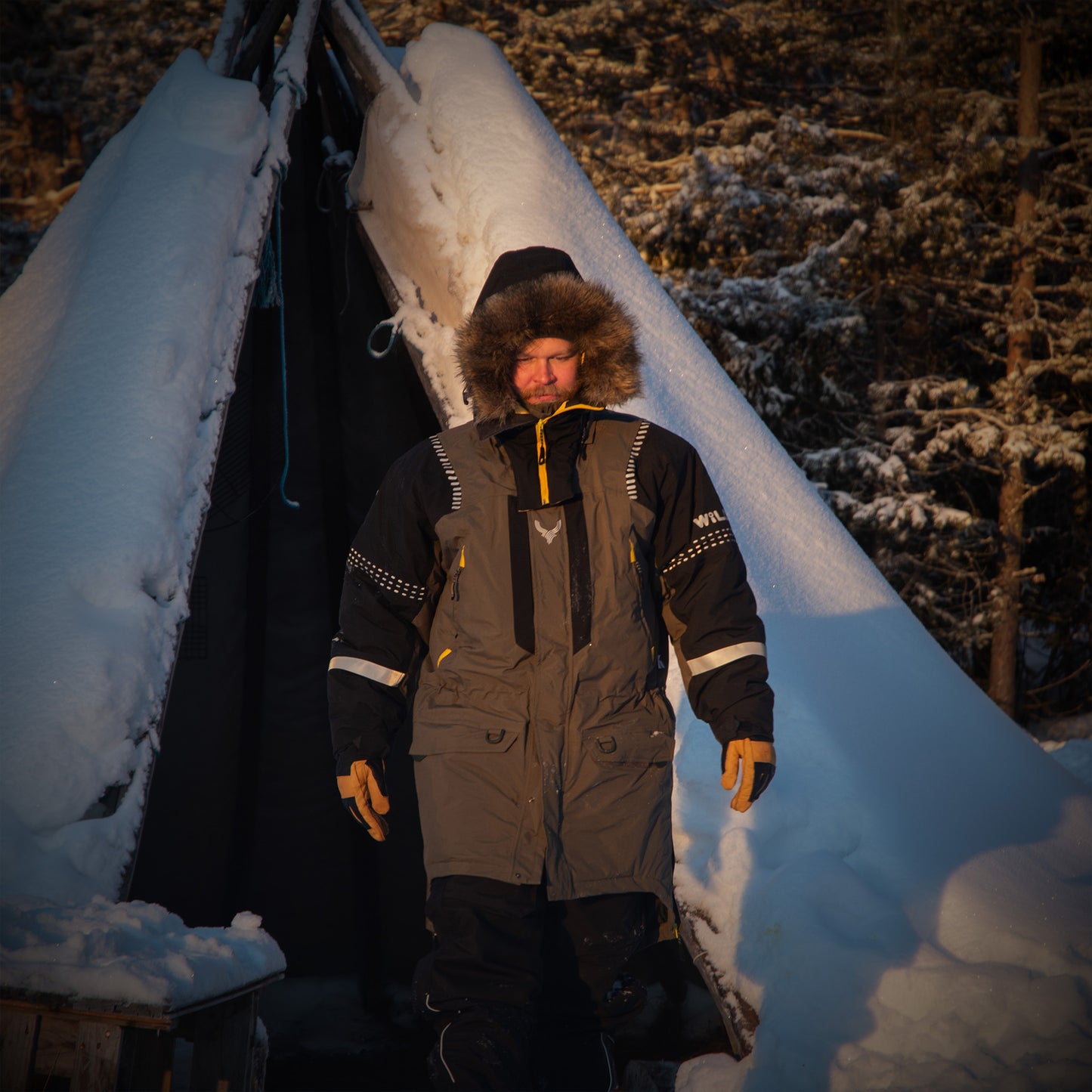 PORO COAT (Waterproof, Premium Insulation) - Stonegery Olive / Black