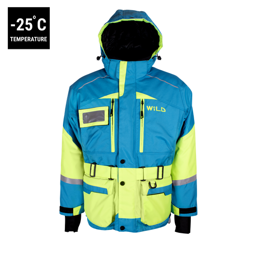 STAFF BASIC JACKET (Water Resistant) - Firozi Blue / Fluorescent Yellow