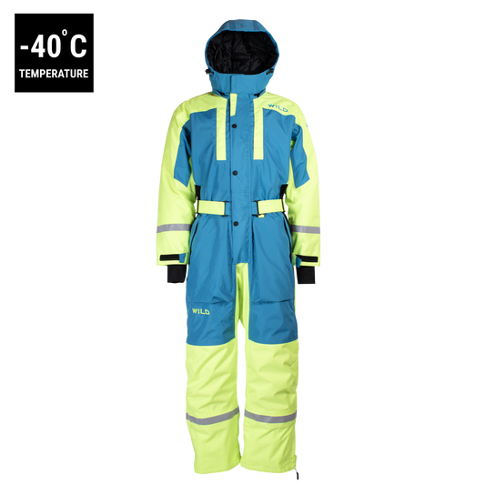 SUPER SAFARI OVERALL (Water Resistant, Premium Insulation) - Firozi Blue / Fluorescent Yellow